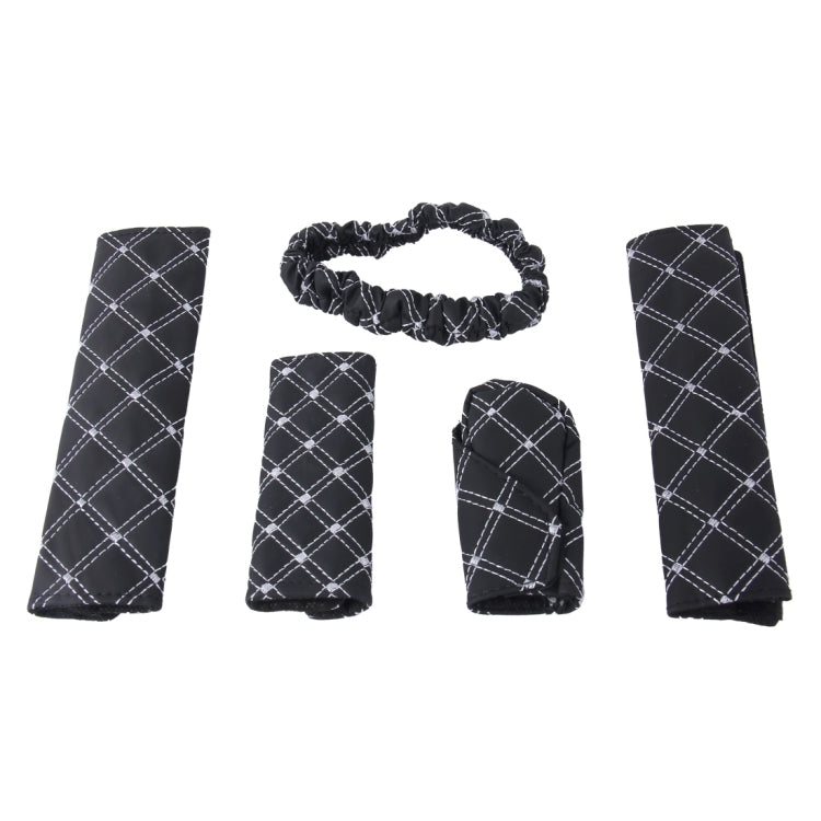 5 PCS Car Hand Brake Cover Shift Knob Gear Stick Cushion Sets Rear View Mirror Sets Cover Car Accessory Interior Decoration Pad