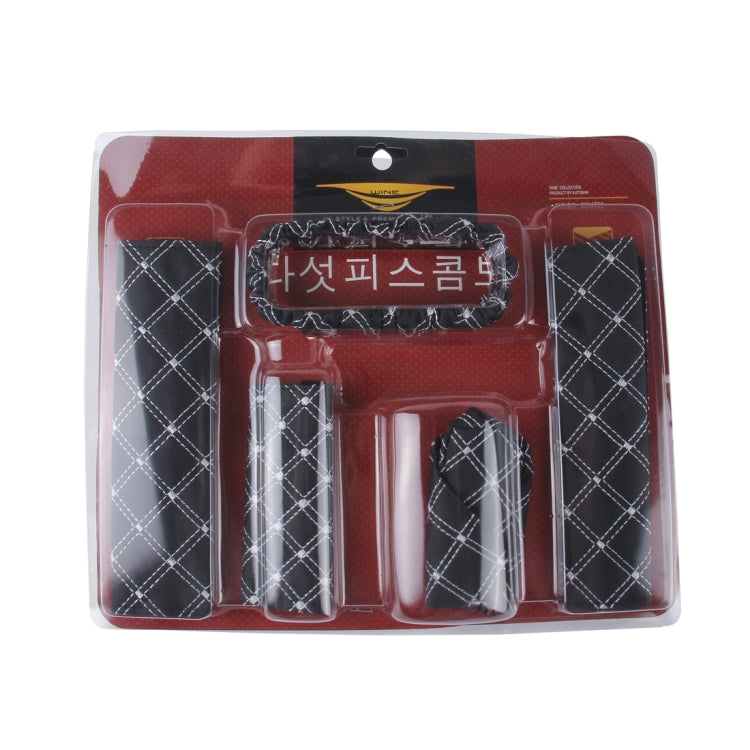 5 PCS Car Hand Brake Cover Shift Knob Gear Stick Cushion Sets Rear View Mirror Sets Cover Car Accessory Interior Decoration Pad