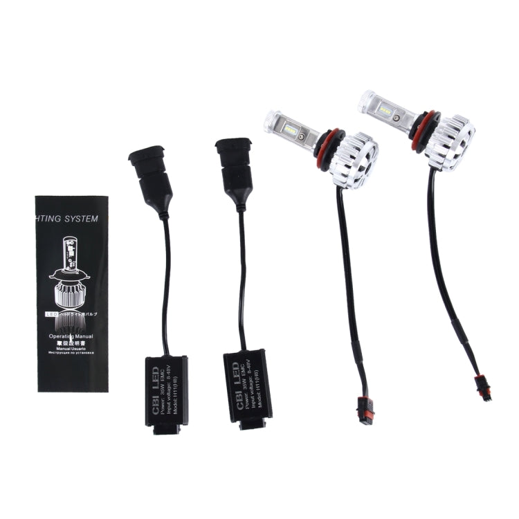 2 PCS H8/H11 35W 3800lm 6500K Car LED Headlight with 8 Cree Lamps, DC 8-48V(White Light)