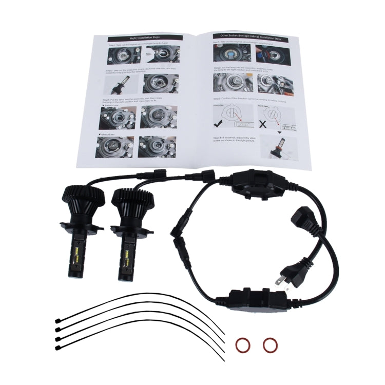 2 PCS H4 40W 4500lm 6500K Car LED Headlight with 16 High Power Lamps, DC 12-24V(White Light)