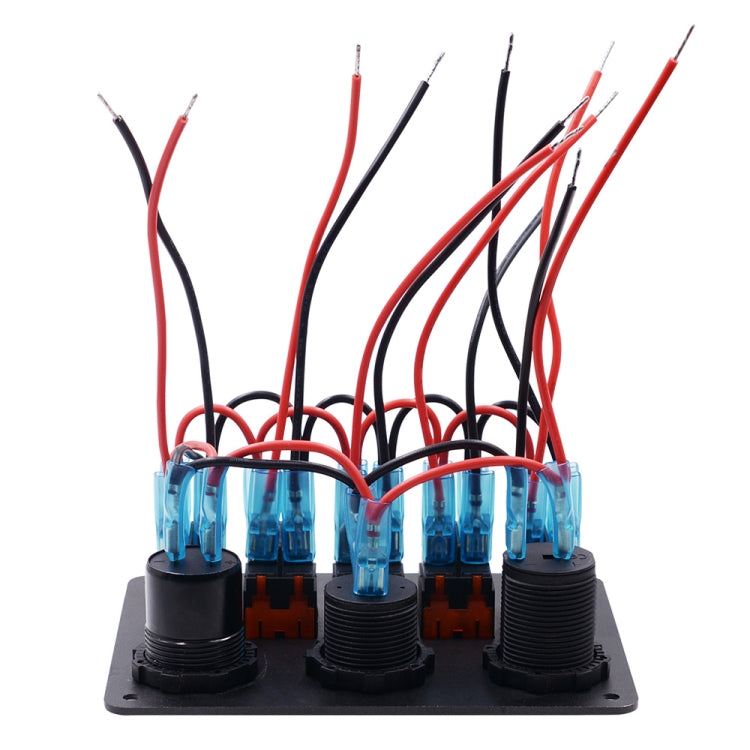 CS-847A1 Multi-function Combination Switch Panel Color Screen Voltmeter + Cigarette Lighter Socket + 5 Way Switches + Dual USB Charger for Car RV Marine Boat