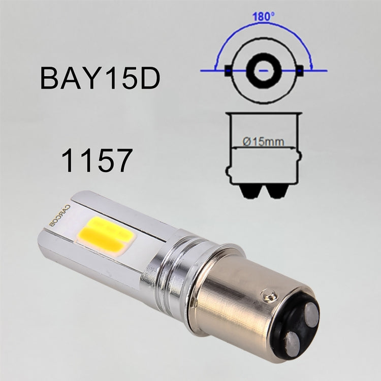 2 PCS 1157 / BAY15D DC 12V 10W Car Auto Double Colors Turn Lights / Reversing Lights / Running Lights 2 COB LED (Turn Lights: Yellow Light; Reversing Lights / Running Lights: White Light)