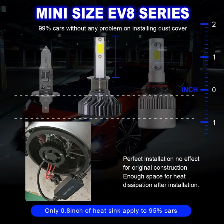 EV8 2 PCS H1 36W 3000LM 6500K DOB LED Headlight Bulbs High Beam Conversion Kit DC 9-32V (Xenon White)