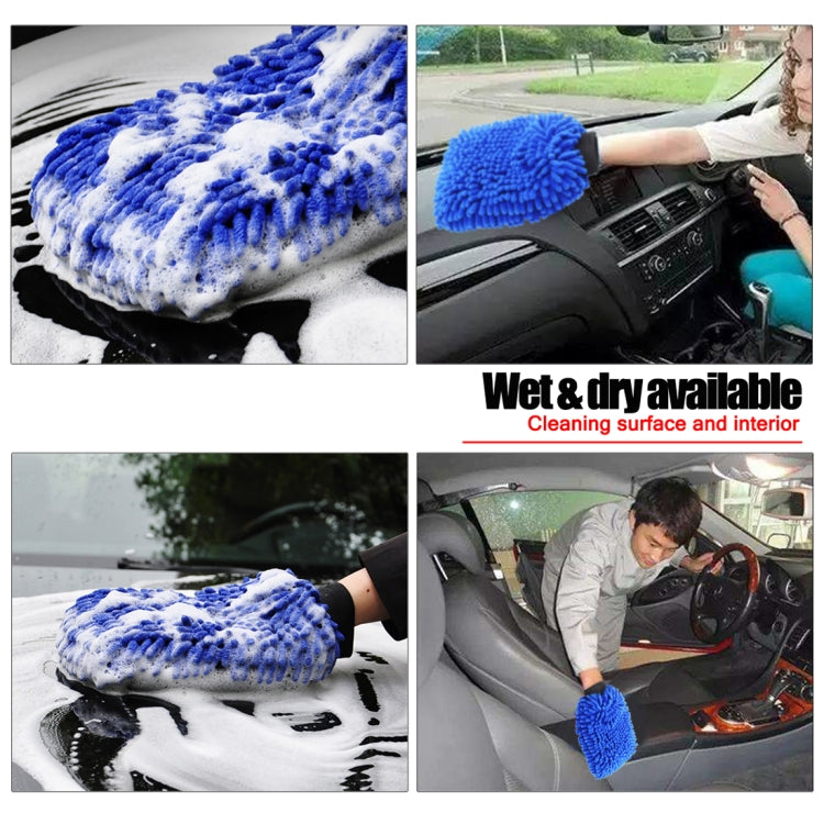 Car Washer Care Set High-density Microfiber Waxing Sponge+Water Magnetic Micro Towel+Double Sided Chenille Washing Glove