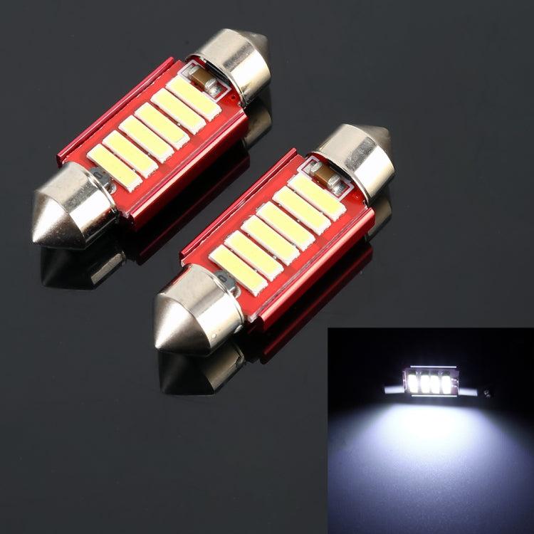 2 PCS 2W 100 LM 6000K 36MM 6 SMD-7020 LEDs Bicuspid Port Decoding Car Dome Lamp LED Reading Light, DC 12V(White Light)