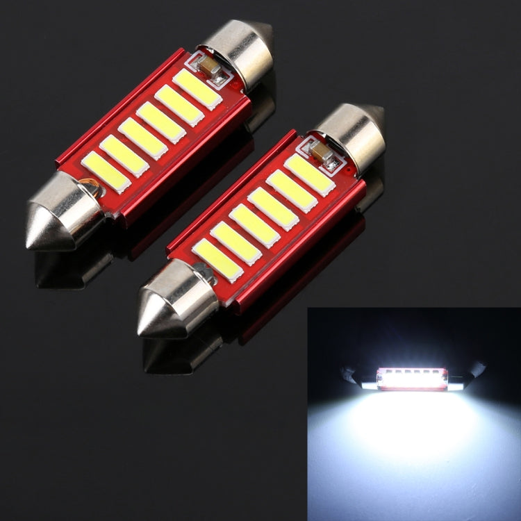 2 PCS 2W 100 LM 6000K 41MM 6 SMD-7020 LEDs Bicuspid Port Decoding Car Dome Lamp LED Reading Light, DC 12V, White Light