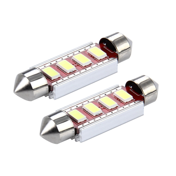 2 PCS 200lm 6000K DC 12V 3W 41MM 4 SMD-5730 LEDs Bicuspid Port Decoding Car Dome Lamp LED Reading Light(White Light)