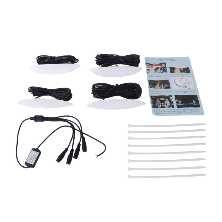 4 PCS Car Truck LED Wheel Lights Tire Light Eyebrow Shape Decorative Lights Kit Atmosphere Lamp 3 Mode DC 12-24V