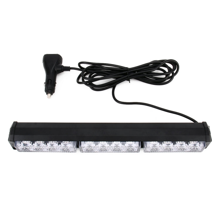 DC 12V 16.8W 12LEDs Crystal Lamp Beads Three Sections Car Long Strobe Warning Lamp 18 Flash Patterns(Adjustable) (White Light)