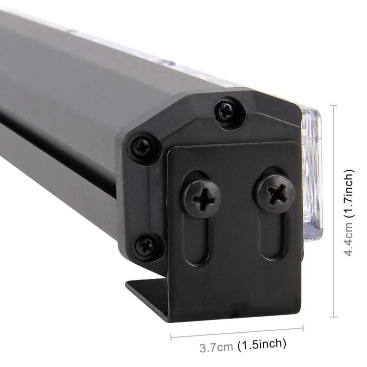 DC 12V 16.8W 12LEDs Crystal Lamp Beads Three Sections Car Long Strobe Warning Lamp 18 Flash Patterns(Adjustable) (White Light)