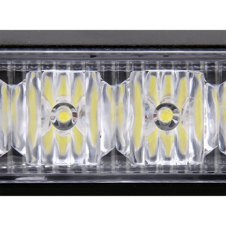 DC 12V 16.8W 12LEDs Crystal Lamp Beads Three Sections Car Long Strobe Warning Lamp 18 Flash Patterns(Adjustable) (White Light)