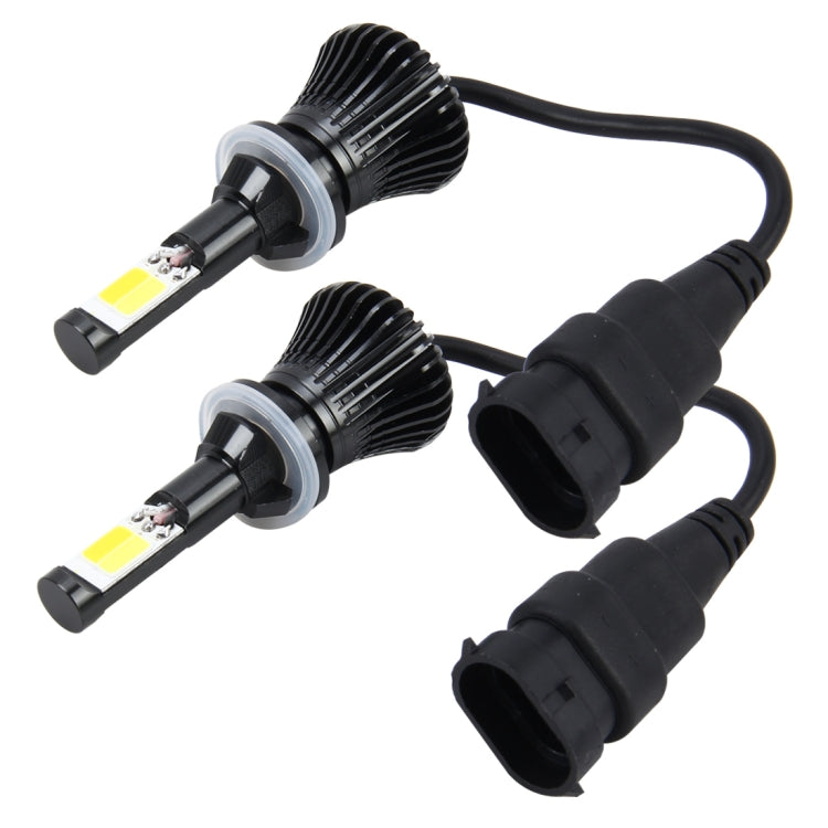 2 PCS 880/881/H27 DC 12V 6W 6000K+3500K Car LED Fog Lights with Double-sided COB Lamps (White Light+Yellow Light)
