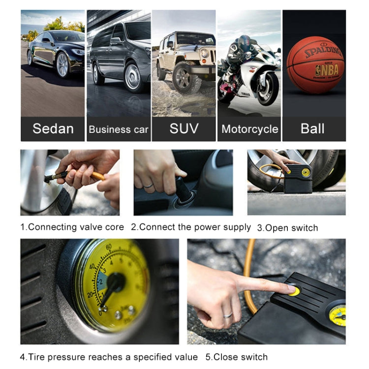 DC 12V 120W 10A 100PSI Tire Repair Tool Air Compressor Car Tire Pump Inflatable Pump with Inflating Needle Gas Nozzle