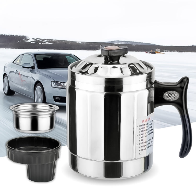 Universal DC 24V Stainless Steel Car Electric Kettle Heated Mug Heating Cup with Charger Cigarette Lighter for Car and Family, Capacity: 1000ML