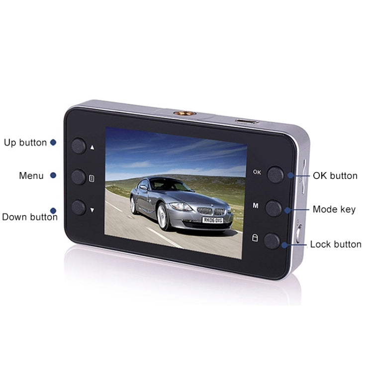 K6000 2.3 inch 140 Degrees Wide Angle Full HD 720P Video Car DVR, Support TF Card (32GB Max) / Motion Detection, with 2 Night Vision Fill Lights