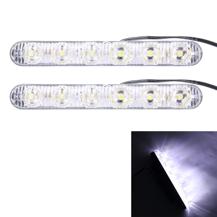 2 PCS CARFU AC-2010 DC 12V 3W 150LM 5000K 6 LEDs Car DRL Daytime Running Lights Lamp,Cable Length:90cm(White Light)