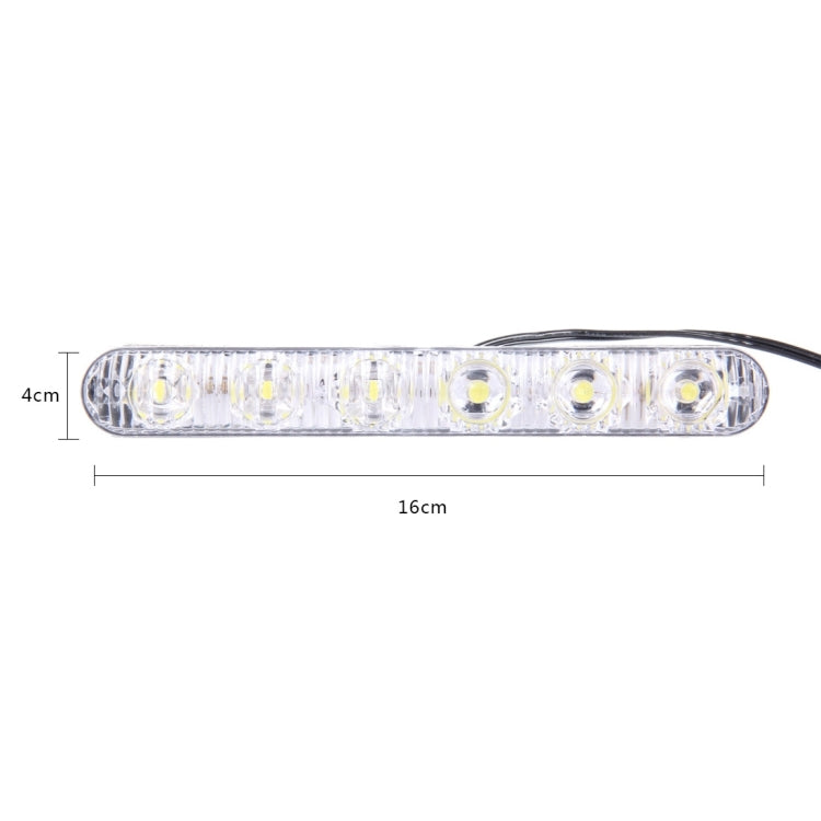 2 PCS CARFU AC-2010 DC 12V 3W 150LM 5000K 6 LEDs Car DRL Daytime Running Lights Lamp,Cable Length:90cm(White Light)