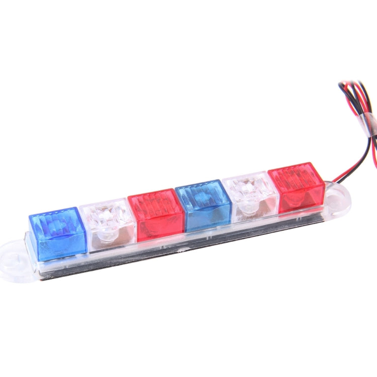 2PCS 3W 6 LED Vehicle Flashing Warning Strobe Light,DC 12V , Red Light + Blue Light + White Light, Wire Length: 45cm