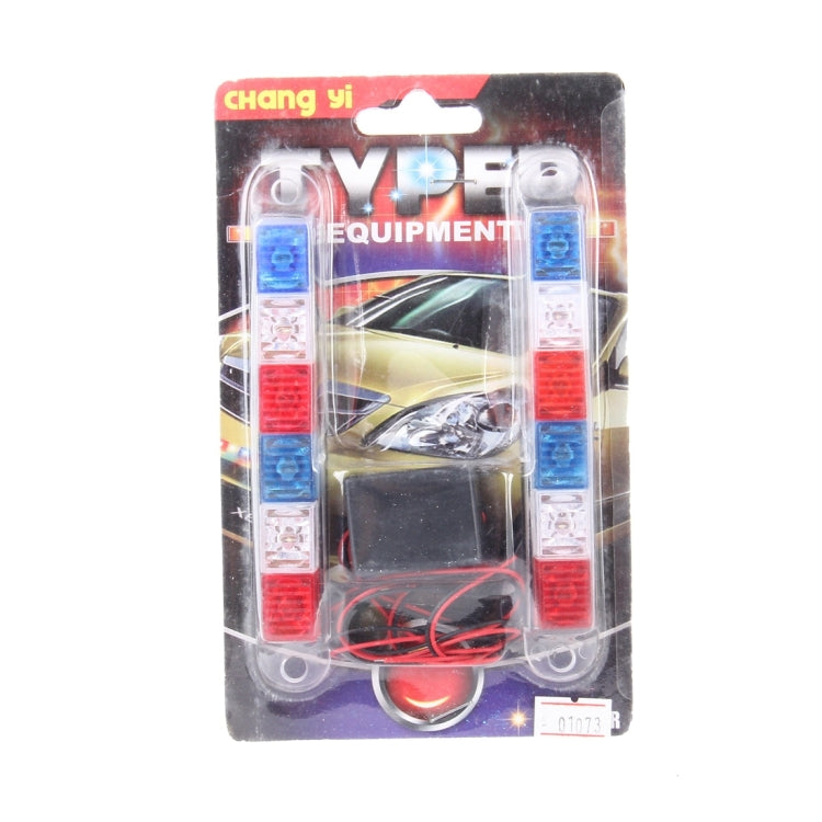 2PCS 3W 6 LED Vehicle Flashing Warning Strobe Light,DC 12V , Red Light + Blue Light + White Light, Wire Length: 45cm