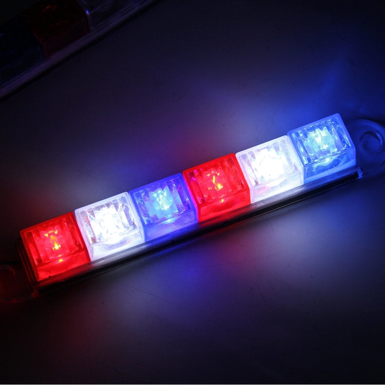 2PCS 3W 6 LED Vehicle Flashing Warning Strobe Light,DC 12V , Red Light + Blue Light + White Light, Wire Length: 45cm
