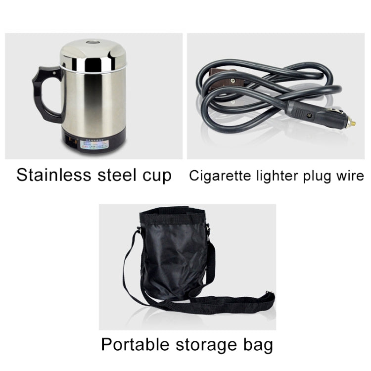 DC 12V Stainless Steel Car Electric Kettle Heated Mug Heating Cup with Charger Cigarette Lighter for Car, Capacity: 880ML