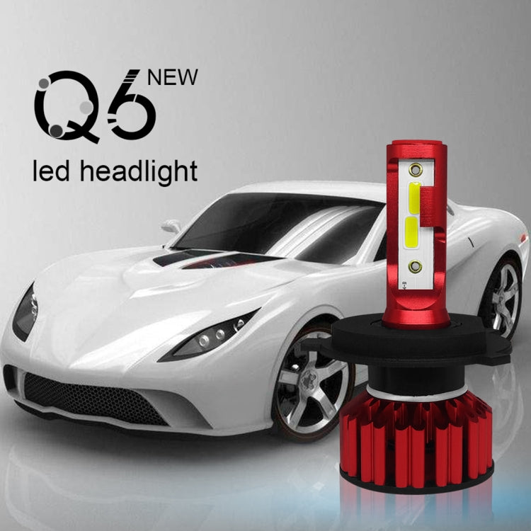 Q6 2 PCS H4 / 9003 / HB2 25W 3000LM 6000K IP68 LED Headlight Bulbs High Beam Conversion Kit DC 9-36V (White Light)