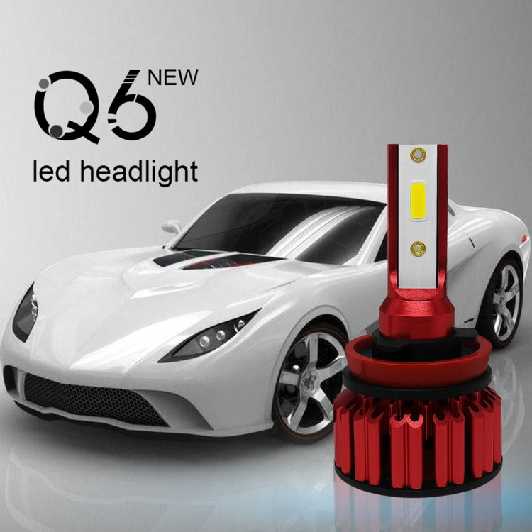 Q6 2 PCS H8 / H9 / H11 25W 3000LM 6000K IP68 LED Headlight Bulbs High Beam Conversion Kit DC 9-36V (White Light)