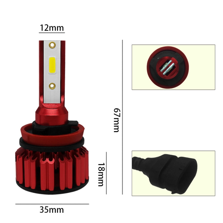 Q6 2 PCS H8 / H9 / H11 25W 3000LM 6000K IP68 LED Headlight Bulbs High Beam Conversion Kit DC 9-36V (White Light)