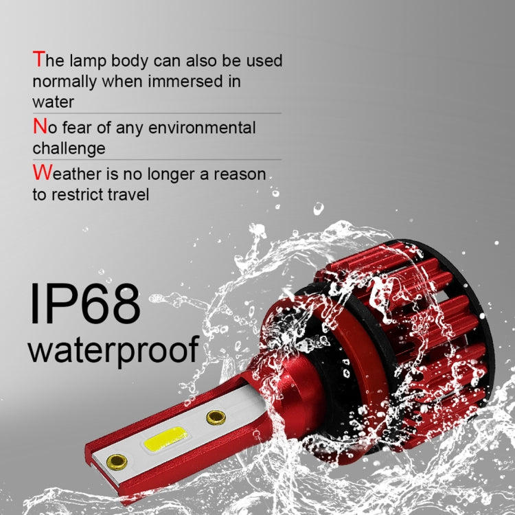 Q6 2 PCS H8 / H9 / H11 25W 3000LM 6000K IP68 LED Headlight Bulbs High Beam Conversion Kit DC 9-36V (White Light)