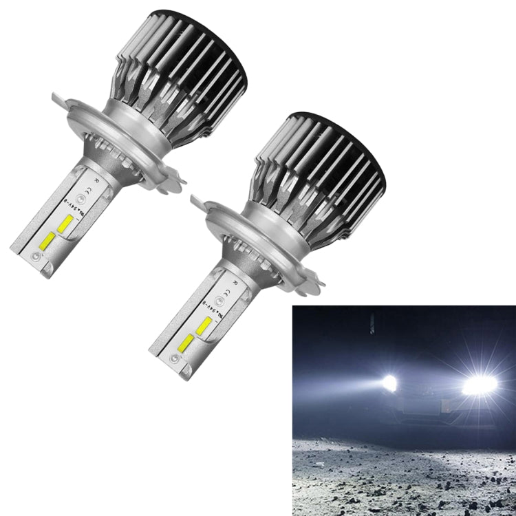 S6 2 PCS H4 / 9003 / HB2 30W 3800LM 6000K IP68 LED Headlight Bulbs High Beam Conversion Kit DC 9-36V (White Light)