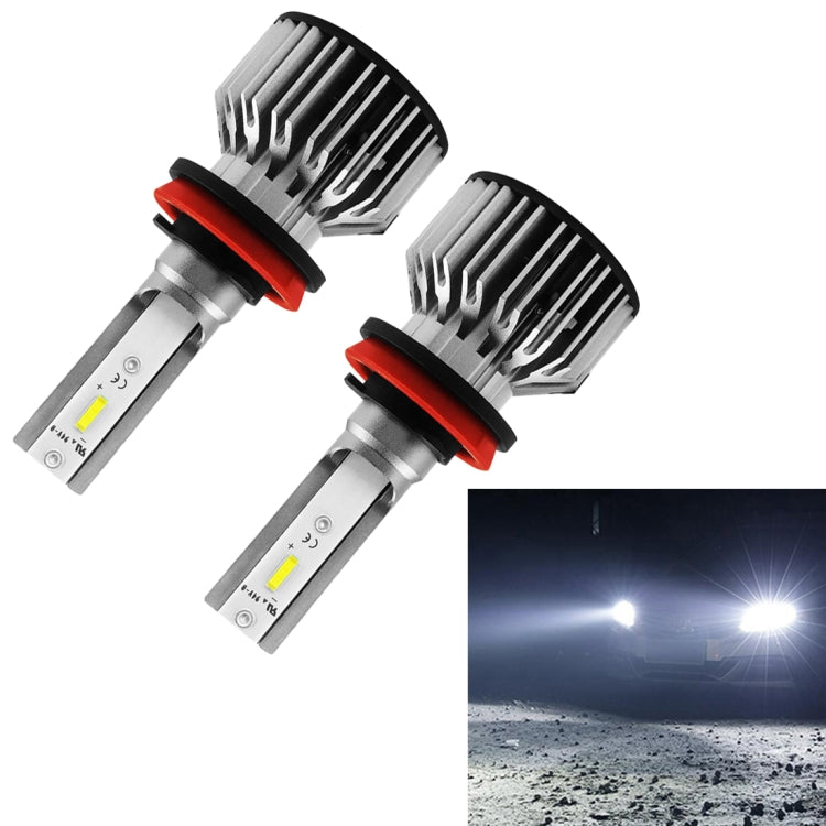 S6 2 PCS H8 / H9 / H11 30W 3800LM 6000K IP68 LED Headlight Bulbs High Beam Conversion Kit DC 9-36V(White Light)