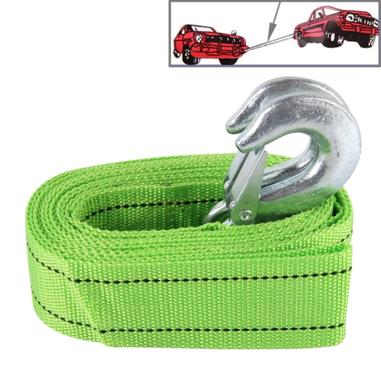 ZONGYUAN 3m×4cm 3 Ton Car Elastic Force Towing Rope Straps with Two Hooks High Strength Cable Cord Heavy Duty Recovery Securing Accessories for Cars Trucks(Green)