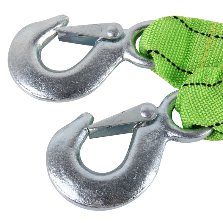 ZONGYUAN 3m×4cm 3 Ton Car Elastic Force Towing Rope Straps with Two Hooks High Strength Cable Cord Heavy Duty Recovery Securing Accessories for Cars Trucks(Green)