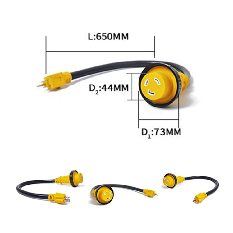 125V 15A Male to 30A Female Adapter Marine RV Yacht Electrical Converter Cable Vehicle Boat Connector Cables, Cable Length: 60cm