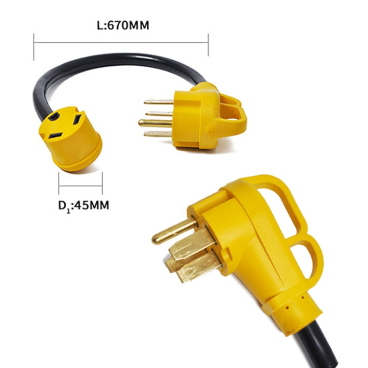 125V 50A Male to 30A Female Plug RV Boat Marine Adapter, Cable Length: 60cm
