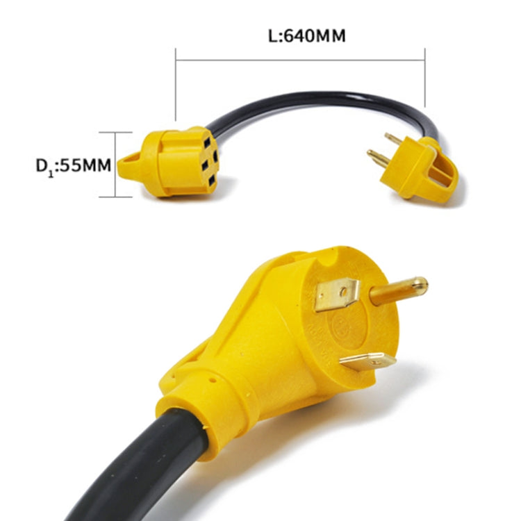 125V 30A Male to 50A Female Plug RV Boat Marine Adapter, Cable Length: 60cm