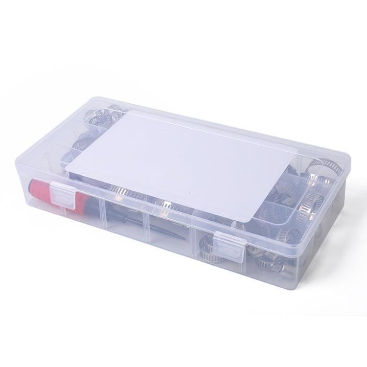 58 PCS Stainless Steel Adjustable Worm Gear Hose Clamp Fuel Line Clip with Screwdriver, Diameter Range: 6-38mm