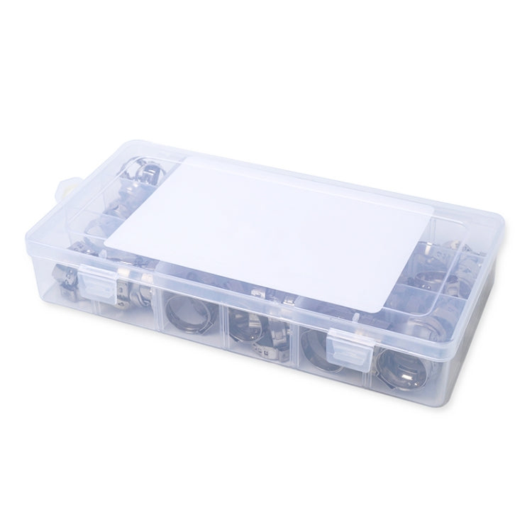 100 PCS Adjustable Single Ear Plus Stainless Steel Hydraulic Hose Clamps O-Clips Pipe Fuel Air, Inside Diameter Range: 12.8-23.5mm