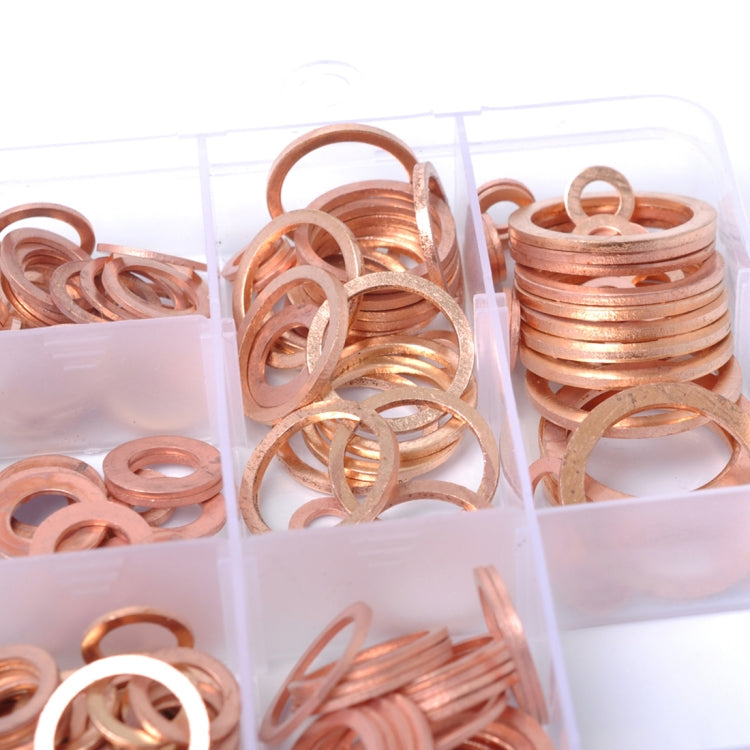 280 PCS O Shape Solid Copper Crush Washers Assorted Oil Seal Flat Ring Kit for Car / Boat / Generators