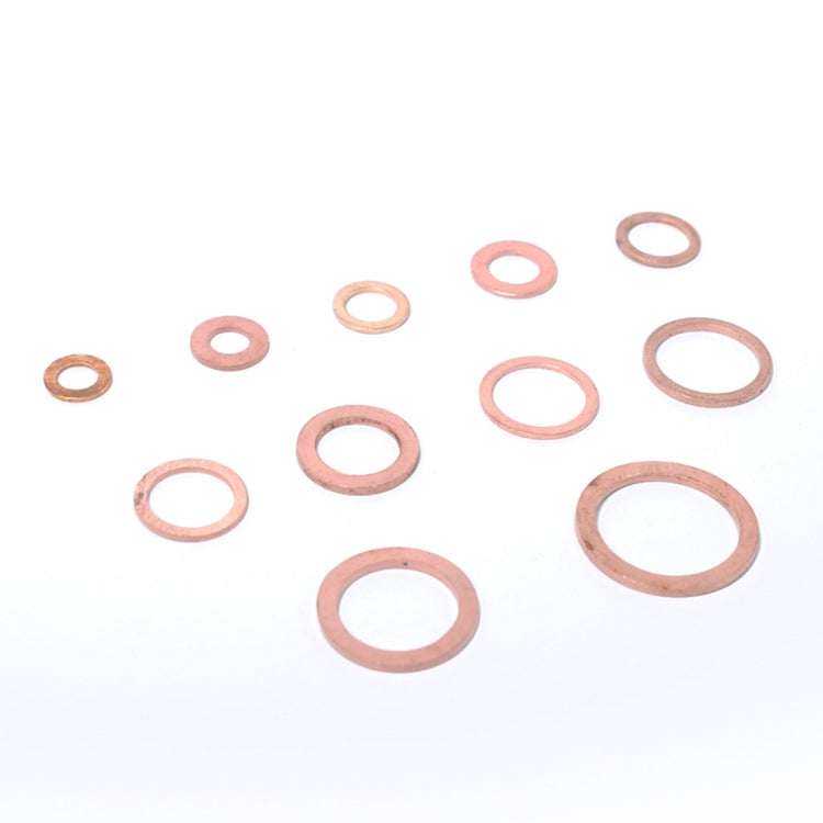 280 PCS O Shape Solid Copper Crush Washers Assorted Oil Seal Flat Ring Kit for Car / Boat / Generators