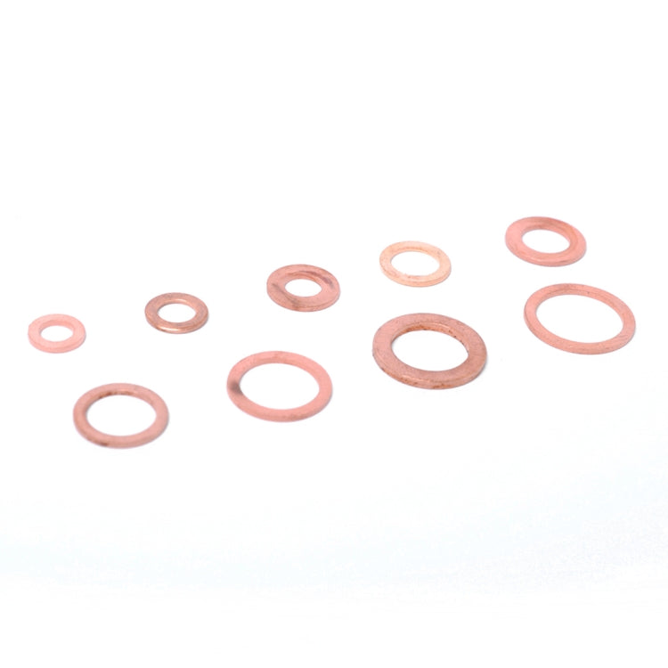200 PCS O Shape Solid Copper Crush Washers Assorted Oil Seal Flat Ring Kit for Car / Boat / Generators
