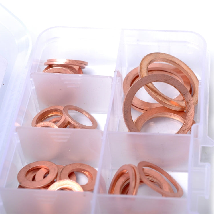 80 PCS O Shape Solid Copper Crush Washers Assorted Oil Seal Flat Ring Kit for Car / Boat / Generators