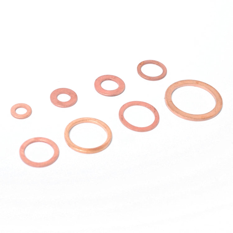 80 PCS O Shape Solid Copper Crush Washers Assorted Oil Seal Flat Ring Kit for Car / Boat / Generators