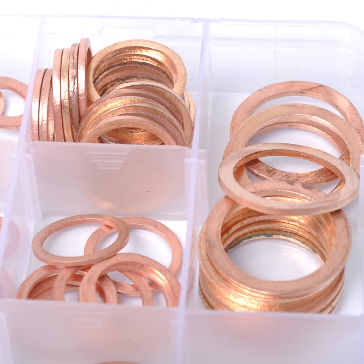 150 PCS O Shape Solid Copper Crush Washers Assorted Oil Seal Flat Ring Kit for Car / Boat / Generators