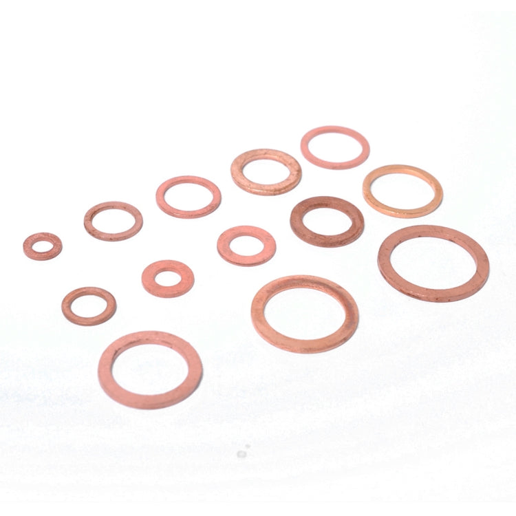 150 PCS O Shape Solid Copper Crush Washers Assorted Oil Seal Flat Ring Kit for Car / Boat / Generators
