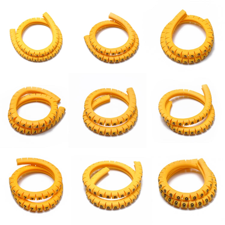 900 PCS 1.5 Square Millimeter 0-9 A-F Yellow PVC Number Tube Cable Marker Kit