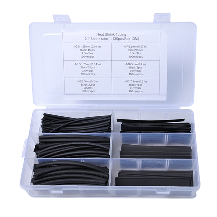130 PCS 2:1 Wire Wrap Assortment Set Polyolefin Heat Shrinkable Shrink Tube
