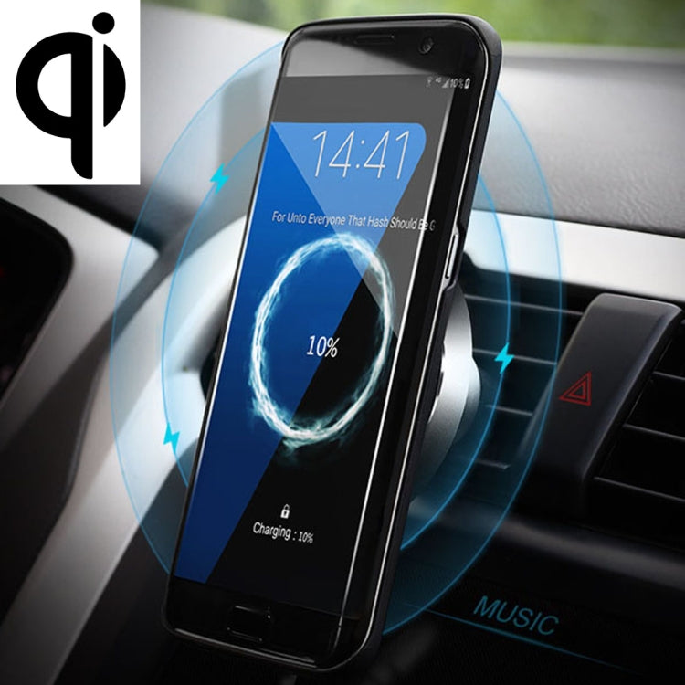 10W Aluminum Alloy Magnetic QI Standard Car Air Outlet Vent Wireless fast Charger with Intelligent LED Indicator, For Galaxy, Sony, Lenovo, HTC, Huawei, and Other Smartphones(Black)