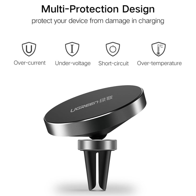 10W Aluminum Alloy Magnetic QI Standard Car Air Outlet Vent Wireless fast Charger with Intelligent LED Indicator, For Galaxy, Sony, Lenovo, HTC, Huawei, and Other Smartphones(Black)