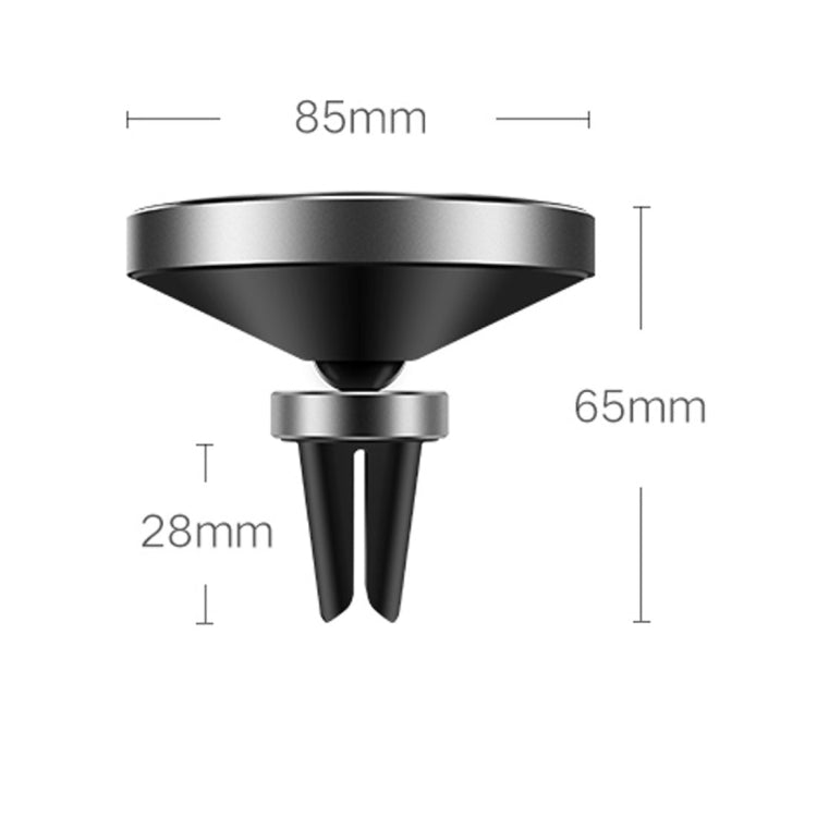 10W Aluminum Alloy Magnetic QI Standard Car Air Outlet Vent Wireless fast Charger with Intelligent LED Indicator, For Galaxy, Sony, Lenovo, HTC, Huawei, and Other Smartphones(Black)